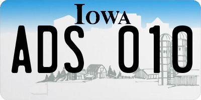 IA license plate ADS010