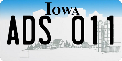 IA license plate ADS011