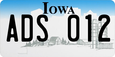 IA license plate ADS012