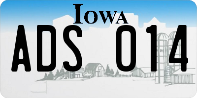 IA license plate ADS014