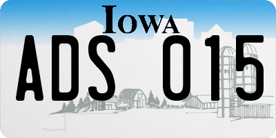 IA license plate ADS015