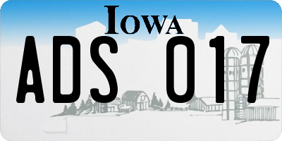 IA license plate ADS017