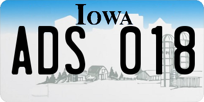 IA license plate ADS018