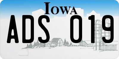 IA license plate ADS019
