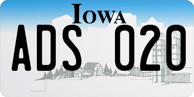 IA license plate ADS020