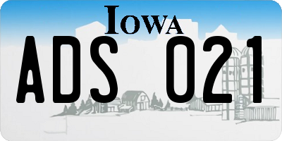 IA license plate ADS021