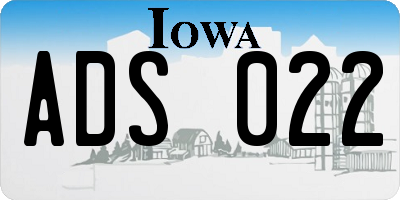 IA license plate ADS022