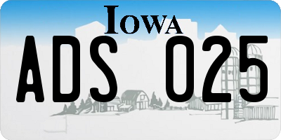 IA license plate ADS025