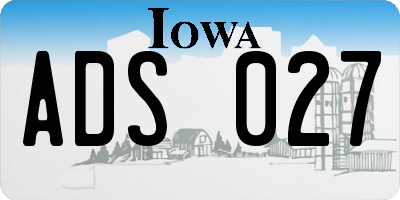 IA license plate ADS027