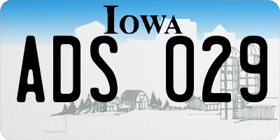 IA license plate ADS029