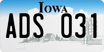 IA license plate ADS031