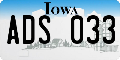 IA license plate ADS033