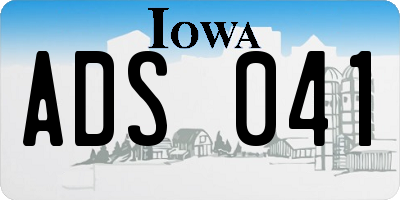 IA license plate ADS041