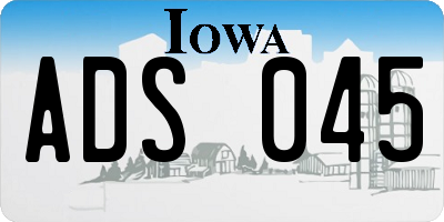 IA license plate ADS045