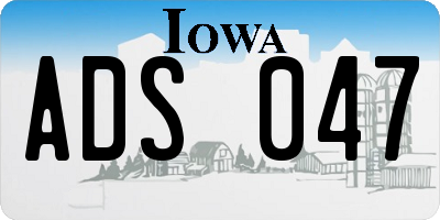 IA license plate ADS047