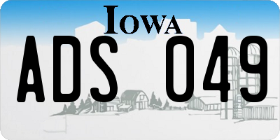 IA license plate ADS049
