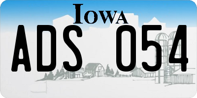 IA license plate ADS054