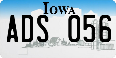 IA license plate ADS056
