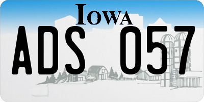 IA license plate ADS057