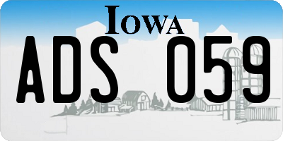 IA license plate ADS059