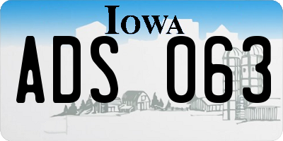 IA license plate ADS063