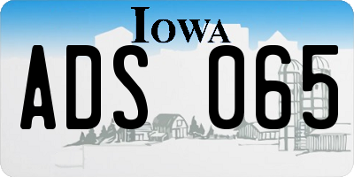 IA license plate ADS065