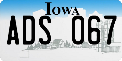 IA license plate ADS067