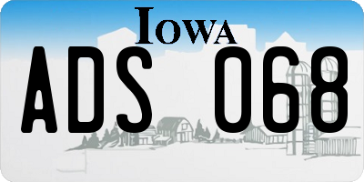IA license plate ADS068