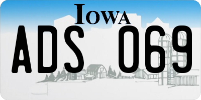 IA license plate ADS069