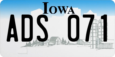 IA license plate ADS071