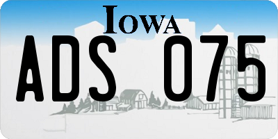 IA license plate ADS075
