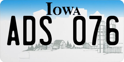 IA license plate ADS076