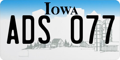 IA license plate ADS077
