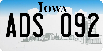 IA license plate ADS092