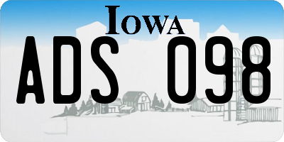 IA license plate ADS098