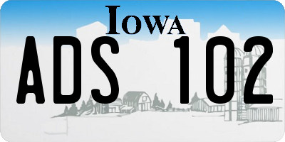 IA license plate ADS102
