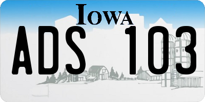 IA license plate ADS103