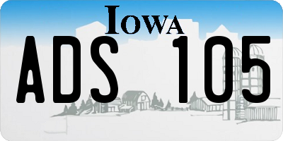 IA license plate ADS105