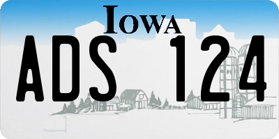 IA license plate ADS124
