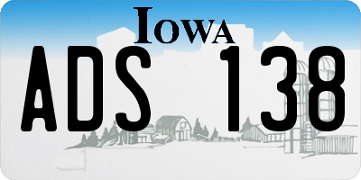 IA license plate ADS138