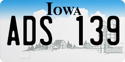 IA license plate ADS139