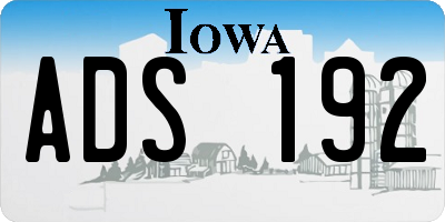 IA license plate ADS192