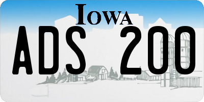 IA license plate ADS200