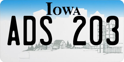 IA license plate ADS203
