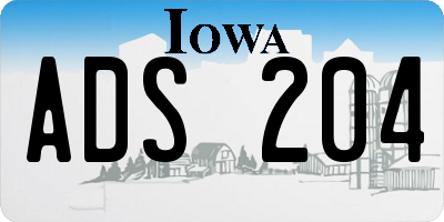 IA license plate ADS204