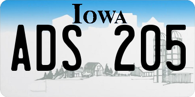 IA license plate ADS205