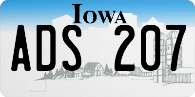 IA license plate ADS207