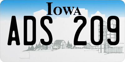 IA license plate ADS209
