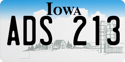 IA license plate ADS213