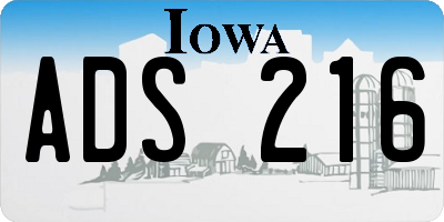 IA license plate ADS216